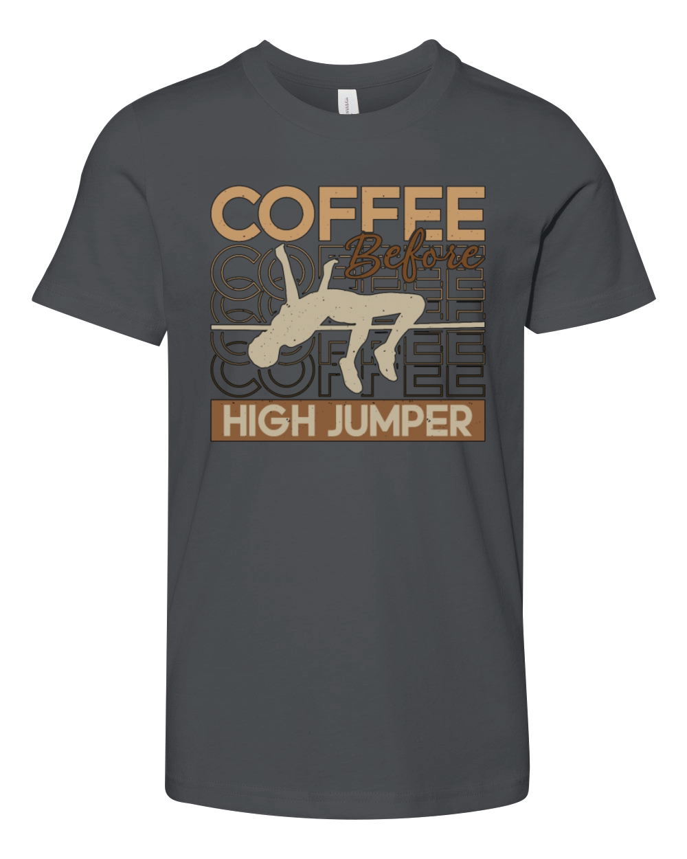 High Jumper Coffee Before Pole Vault Coffee Lover Youth Unisex Jersey Tee