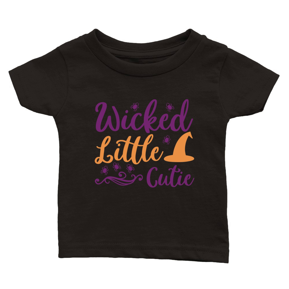 Wicked Little Cutie Girls Halloween Kawaii Goth Witches Classic Baby Crewneck T-shirt