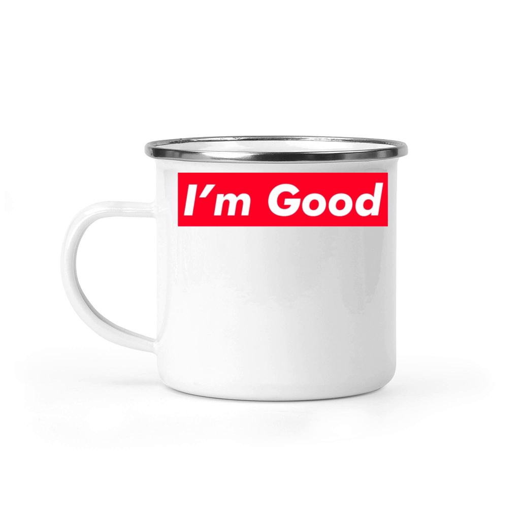 Im Good Red Box Minimalist Typography Camping Mug
