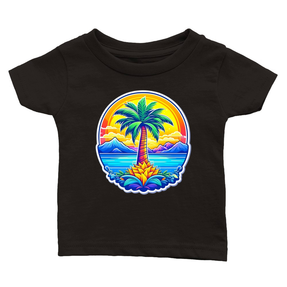 A mountain with palm trees Classic Baby Crewneck T-shirt