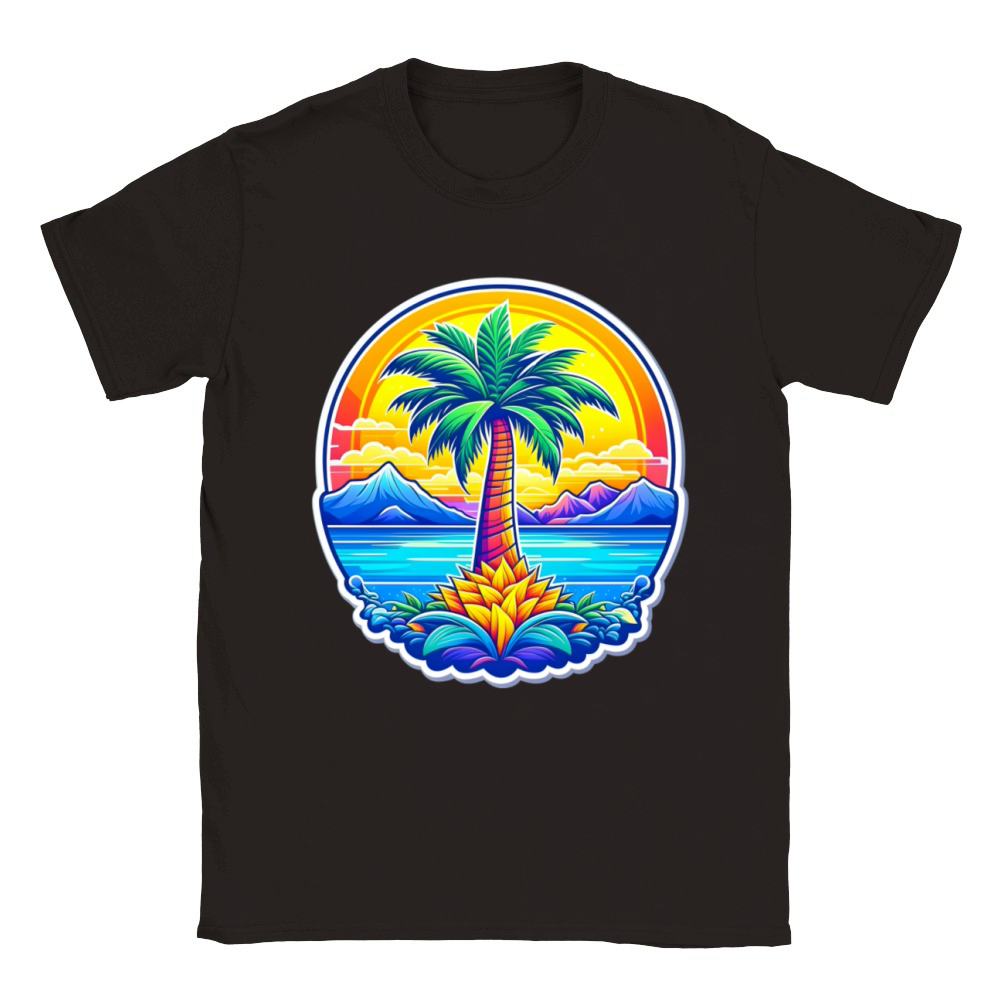 A mountain with palm trees Classic Kids Crewneck T-shirt