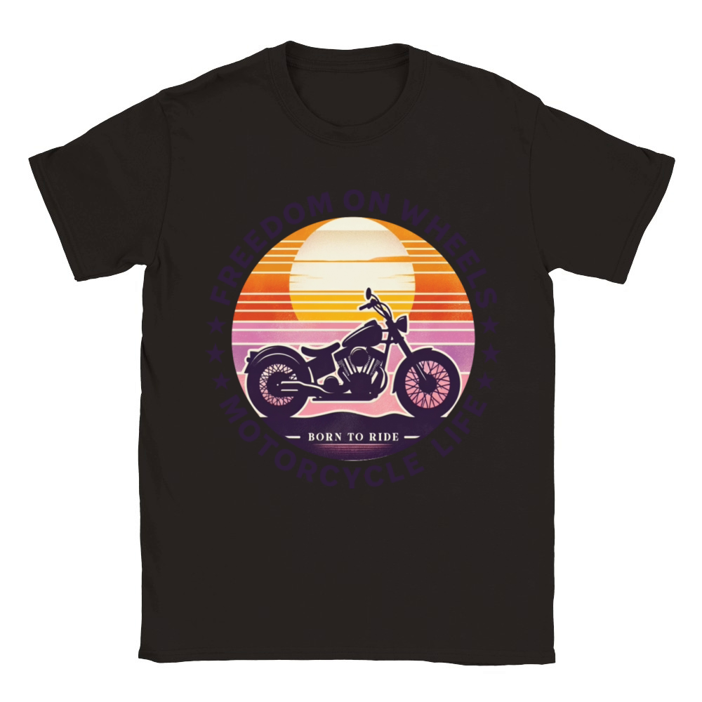 Retro Sunset Biker Spirit Tee Classic Kids Crewneck T-shirt