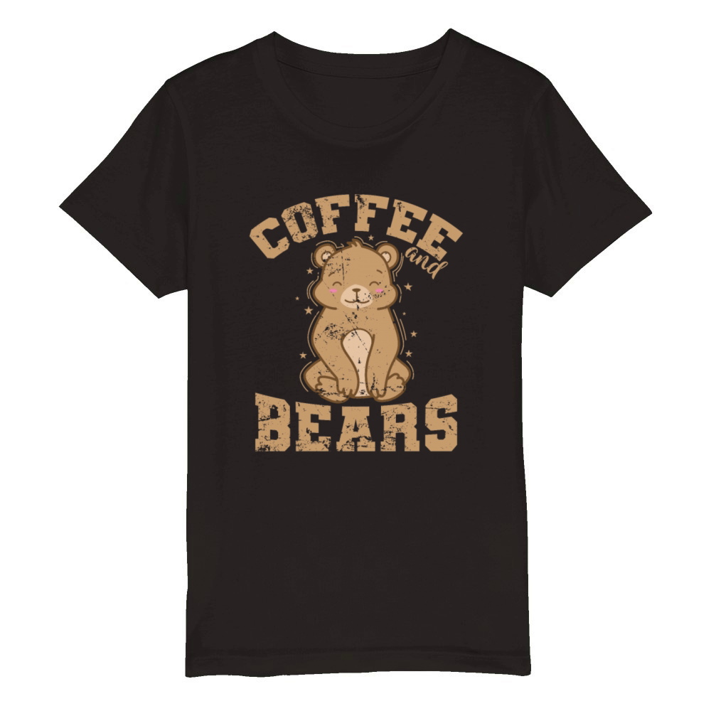 Coffee and Bears Forest Animal Organic Kids Crewneck T-shirt