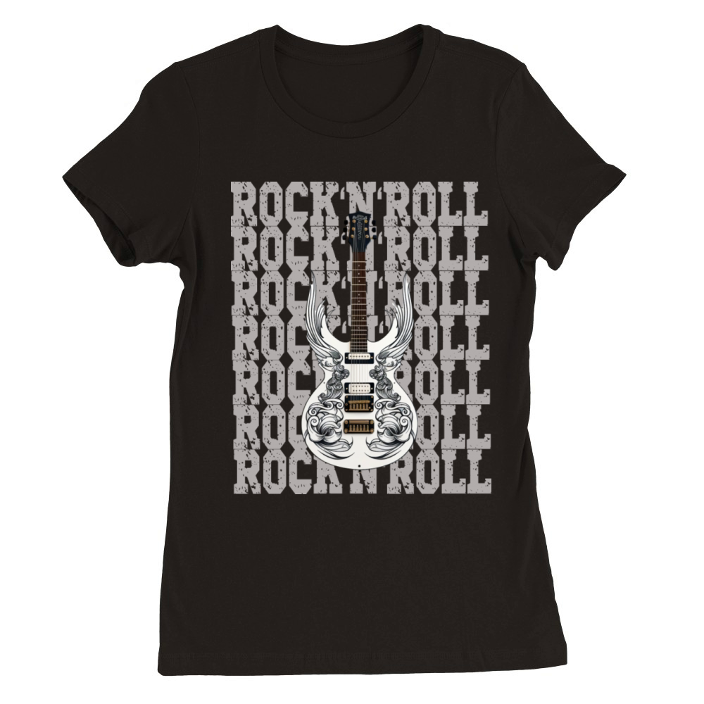 Rock and Roll Guitar Wings Premium Womens Crewneck T-shirt