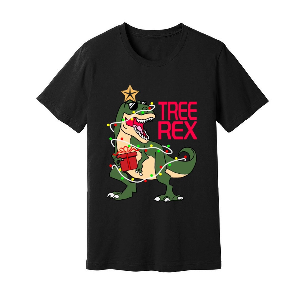 Christmas Dinosaur Tree Rex T-Shirt Unisex Jersey Tee