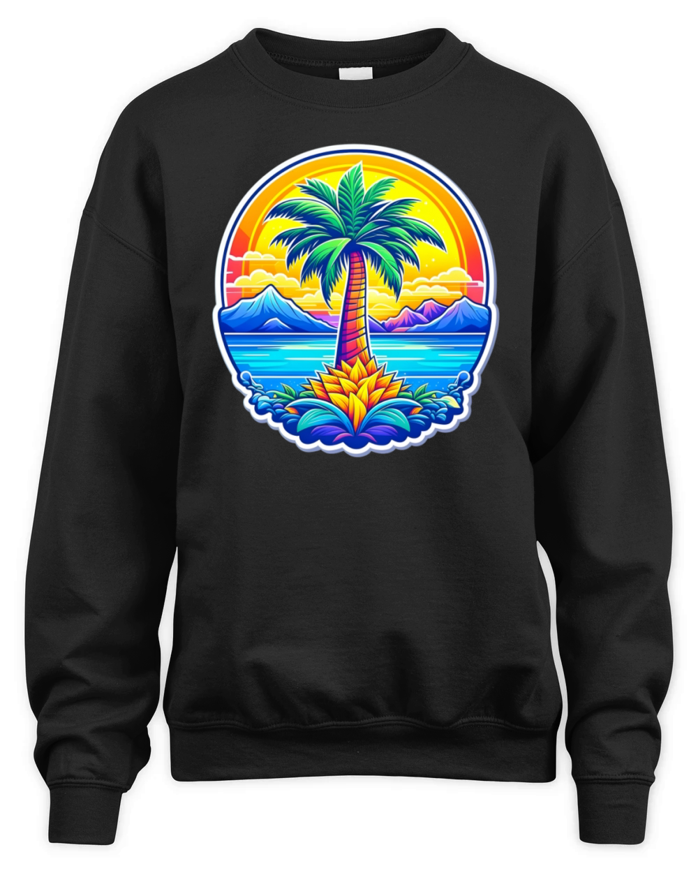 A mountain with palm trees Unisex Premium Crewneck Sweatshirt