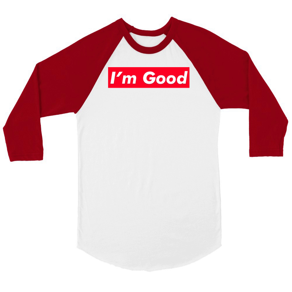 Im Good Red Box Minimalist Typography Unisex ¾ sleeve Raglan T-shirt