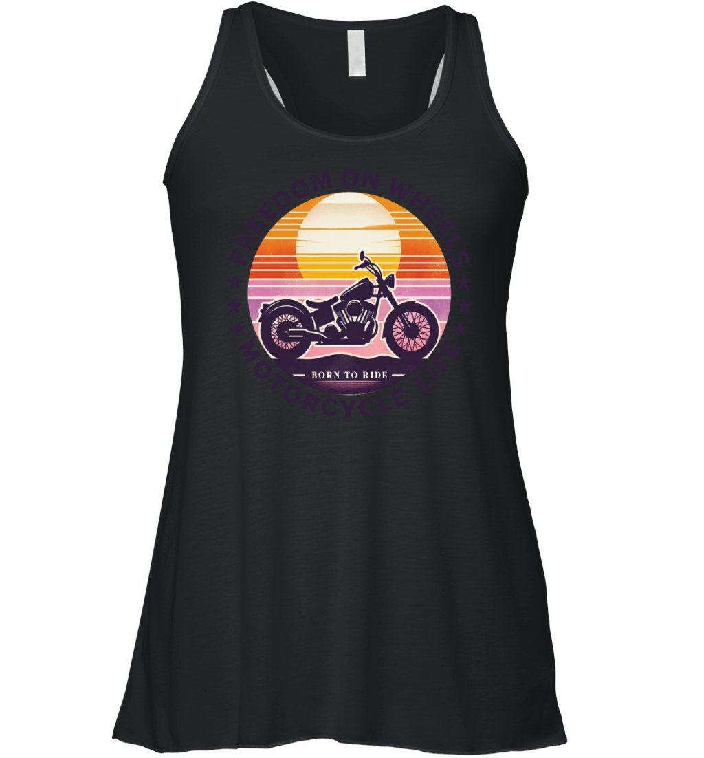 Retro Sunset Biker Spirit Tee Women's Flowy Tank Top
