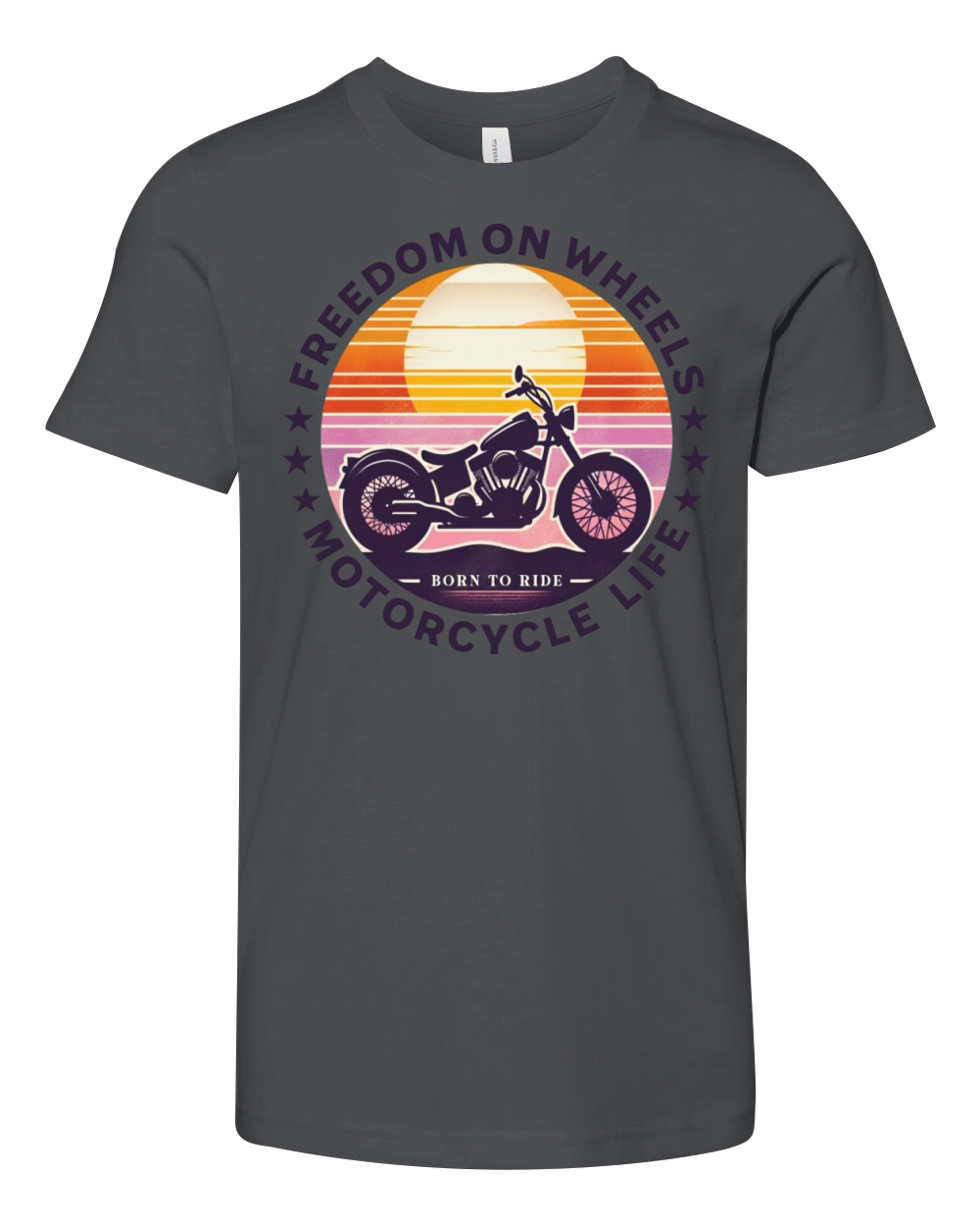Retro Sunset Biker Spirit Tee Youth Unisex Jersey Tee