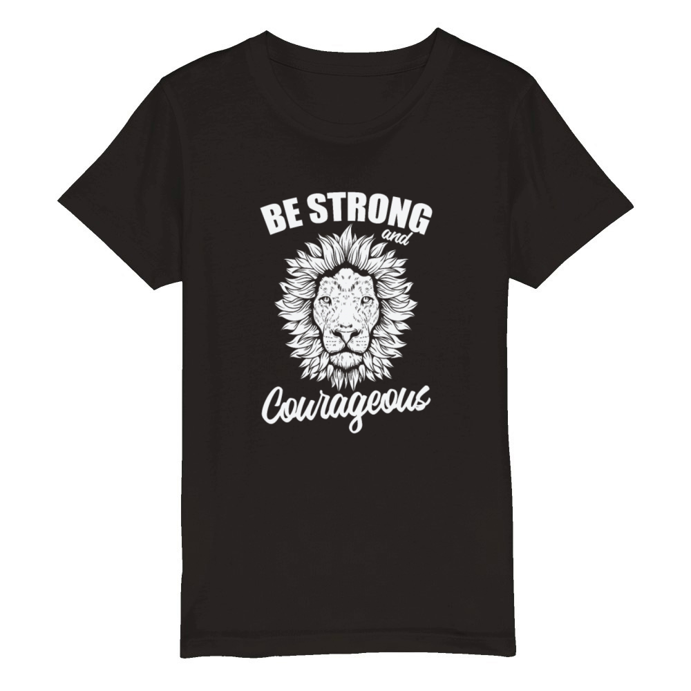 Be Strong Coweageous Africa Lion Predator Organic Kids Crewneck T-shirt