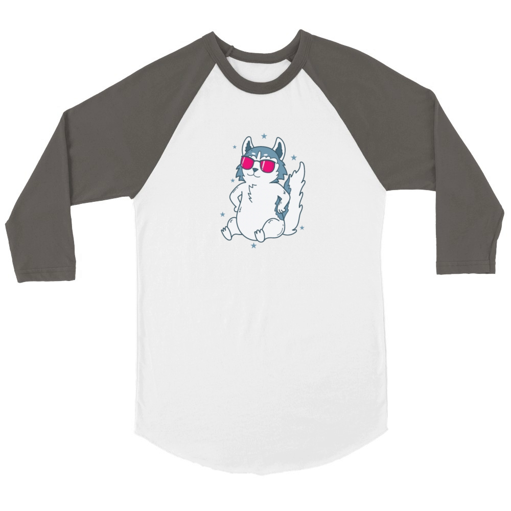 cool Husky sled Dog Snow Nose Unisex ¾ sleeve Raglan T-shirt