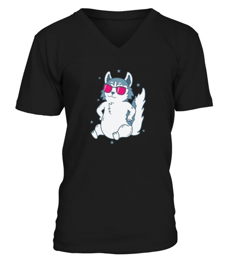 cool Husky sled Dog Snow Nose V-Neck T-shirt