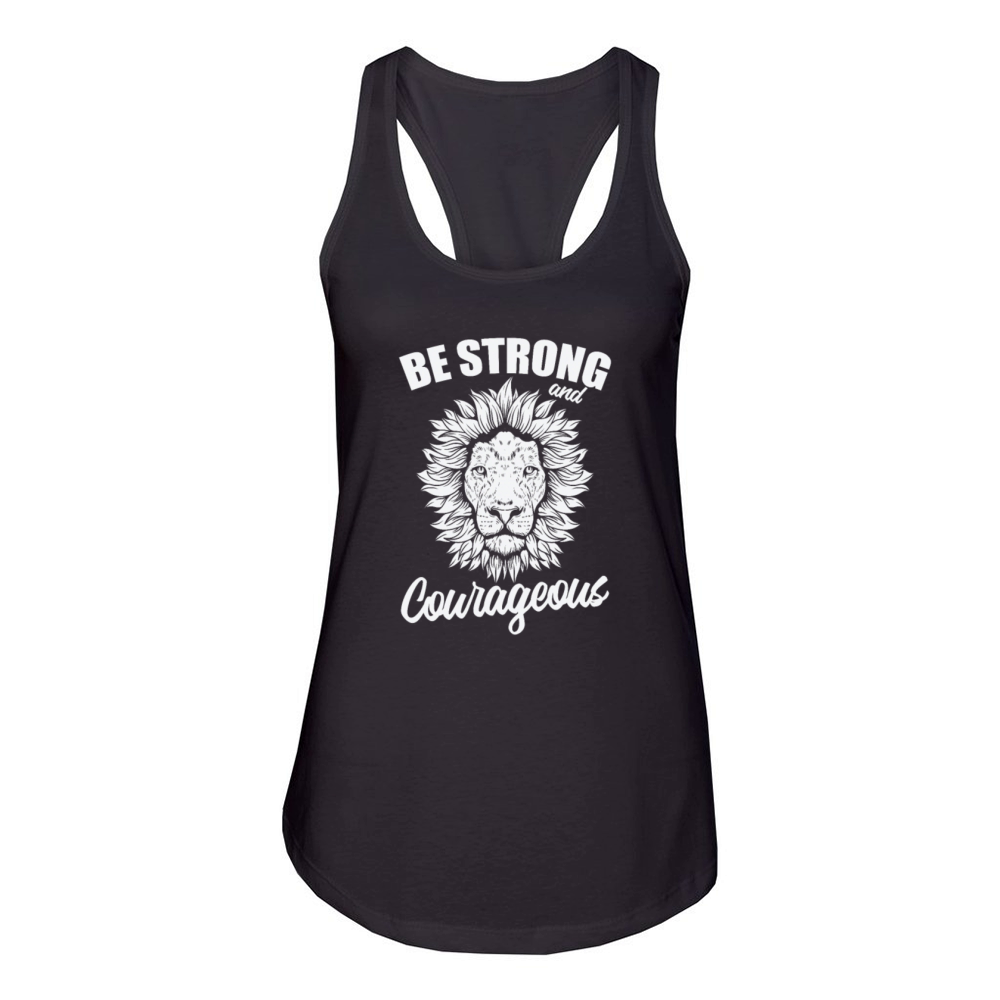 Be Strong Coweageous Africa Lion Predator Women's Racerback Tank
