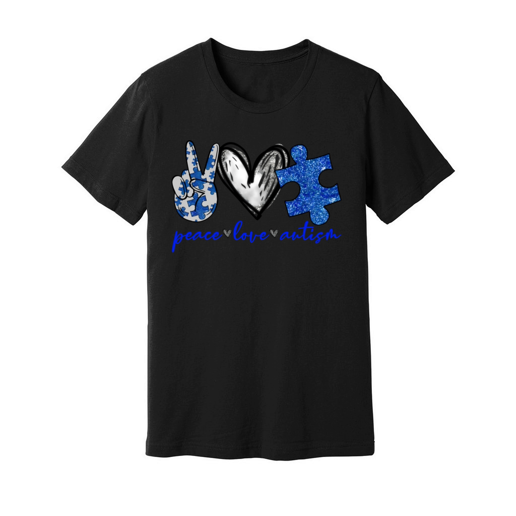 Peace Love Autism Autism Awareness Month Support A Unisex Jersey Tee