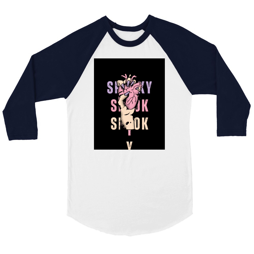 Pink and Purple Creative Halloween Unisex ¾ sleeve Raglan T-shirt