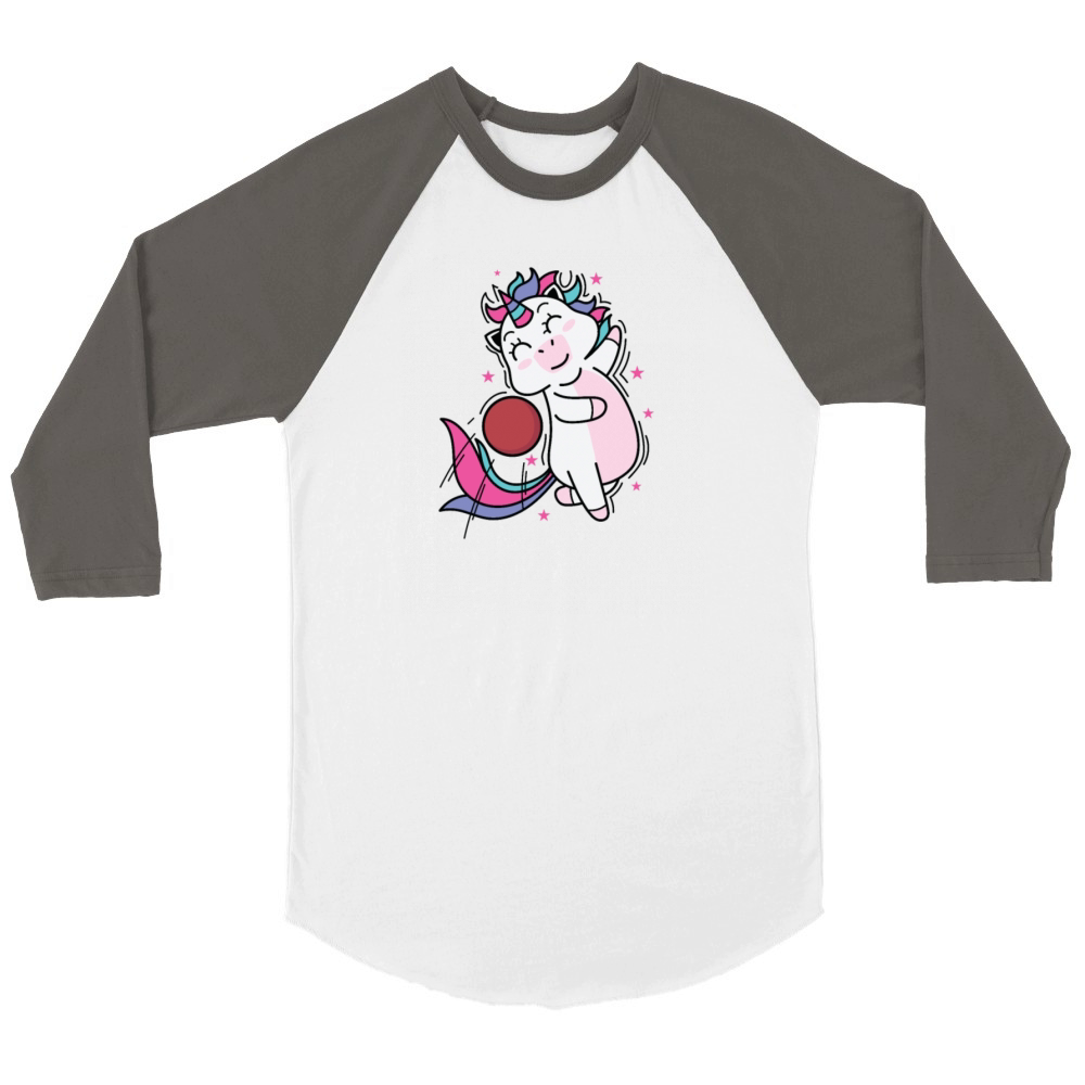 Unicorn playing with a Ball Mythical Creature Spor Unisex ¾ sleeve Raglan T-shirt
