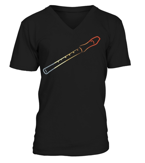 Vintage Flute Sketch V-Neck T-shirt
