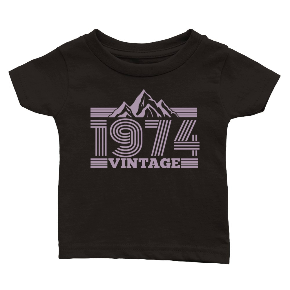 vintage 1974 birthday mountains hiking climbing Classic Baby Crewneck T-shirt