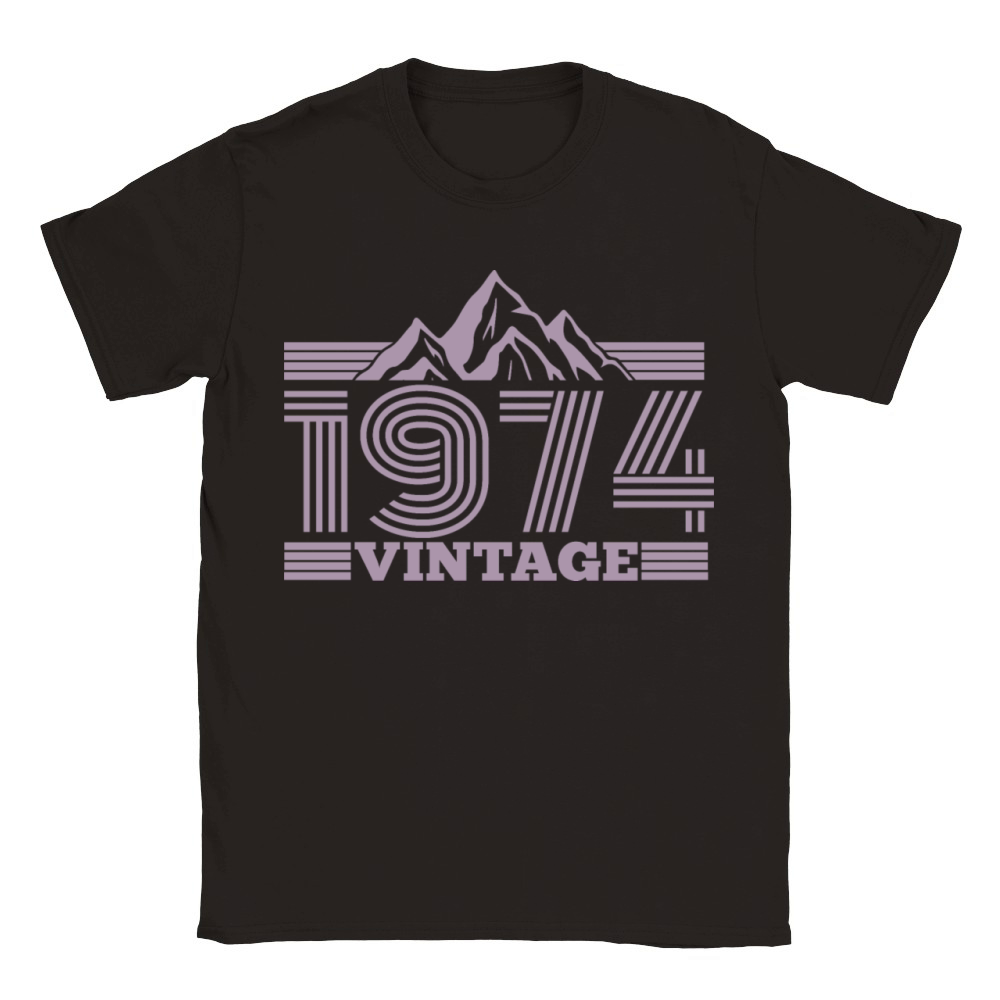 vintage 1974 birthday mountains hiking climbing Classic Kids Crewneck T-shirt