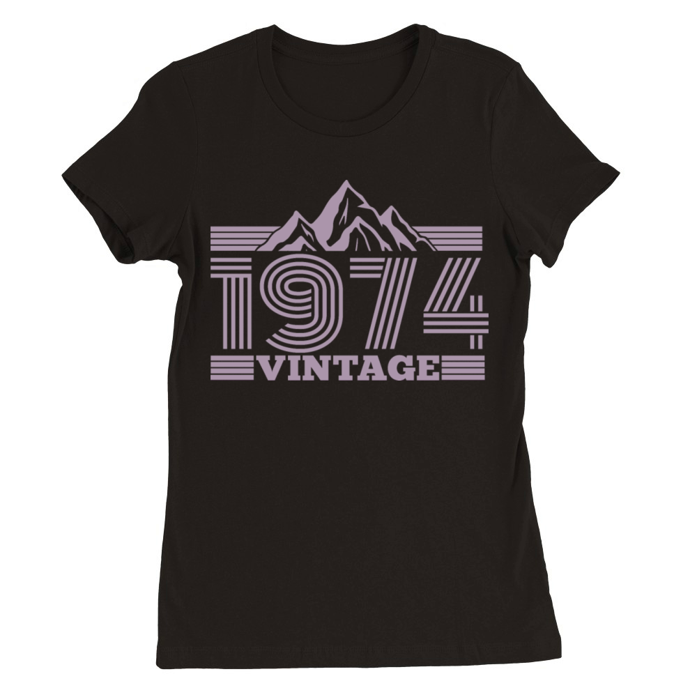 vintage 1974 birthday mountains hiking climbing Premium Womens Crewneck T-shirt