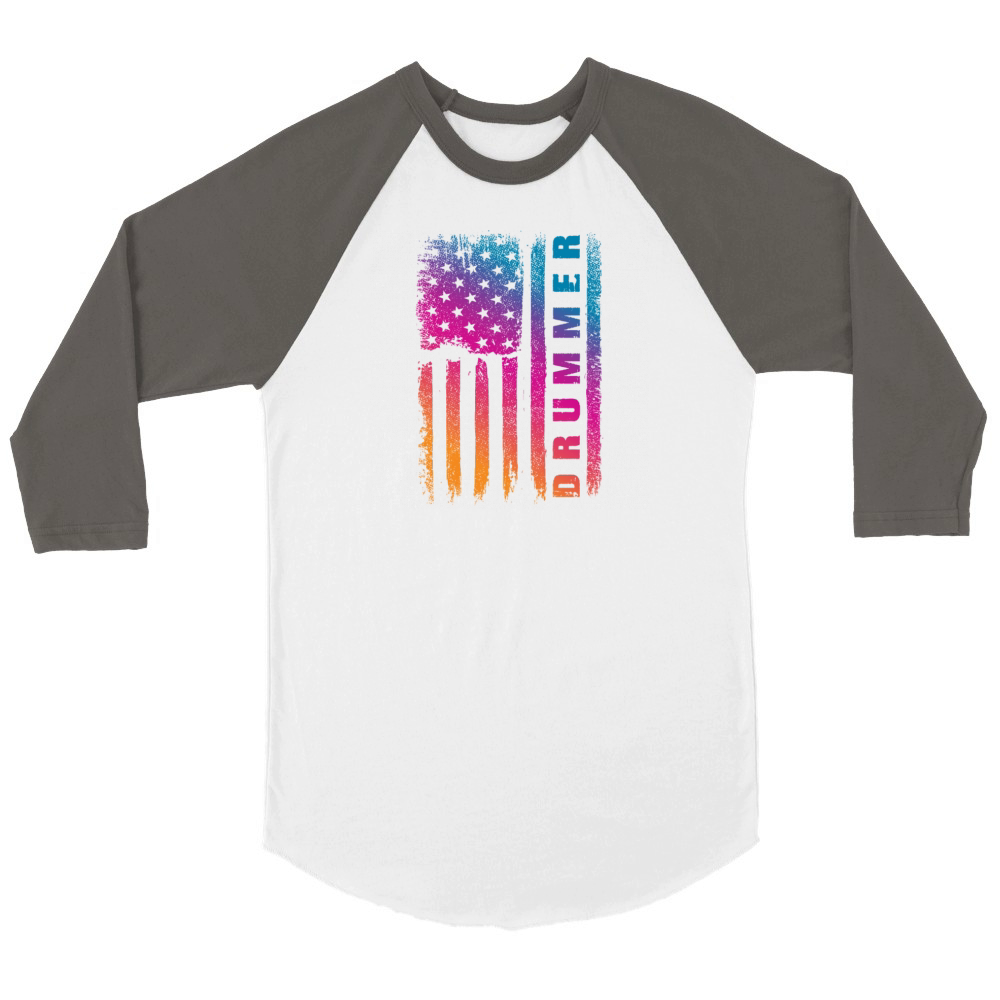 Drummer American Flag Unisex ¾ sleeve Raglan T-shirt