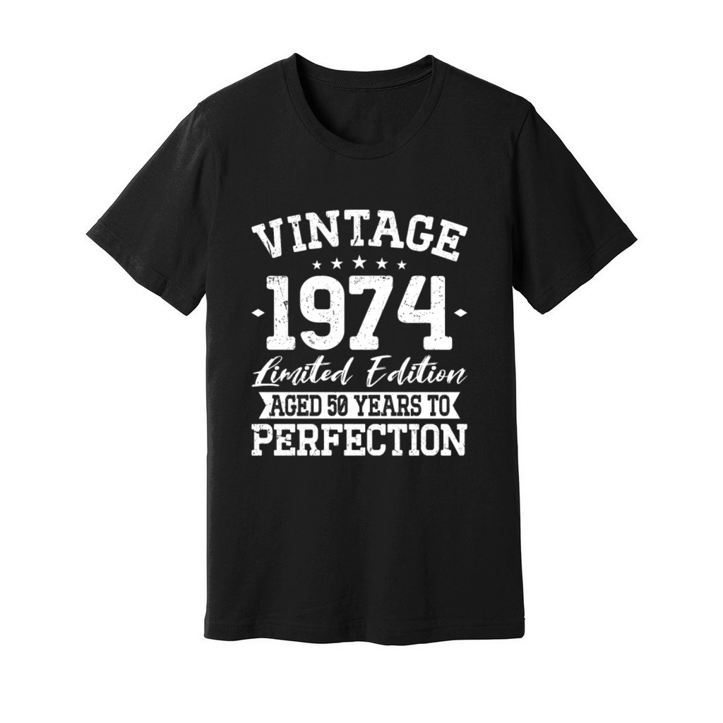 50th birthday vintage 1974 born in 1974 Unisex Jersey Tee