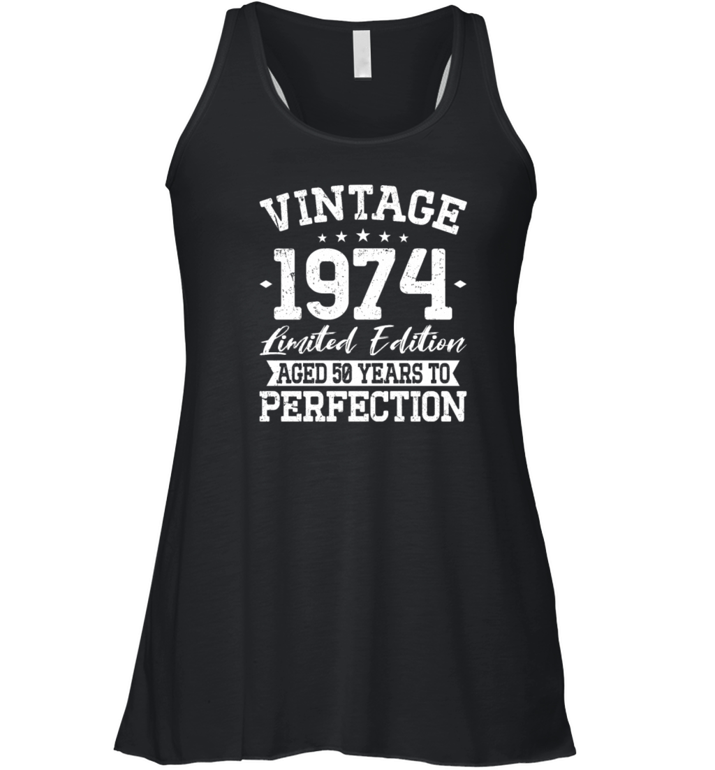 50th birthday vintage 1974 born in 1974 Women's Flowy Tank Top