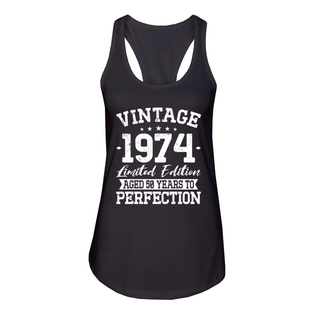 50th birthday vintage 1974 born in 1974 Women's Racerback Tank