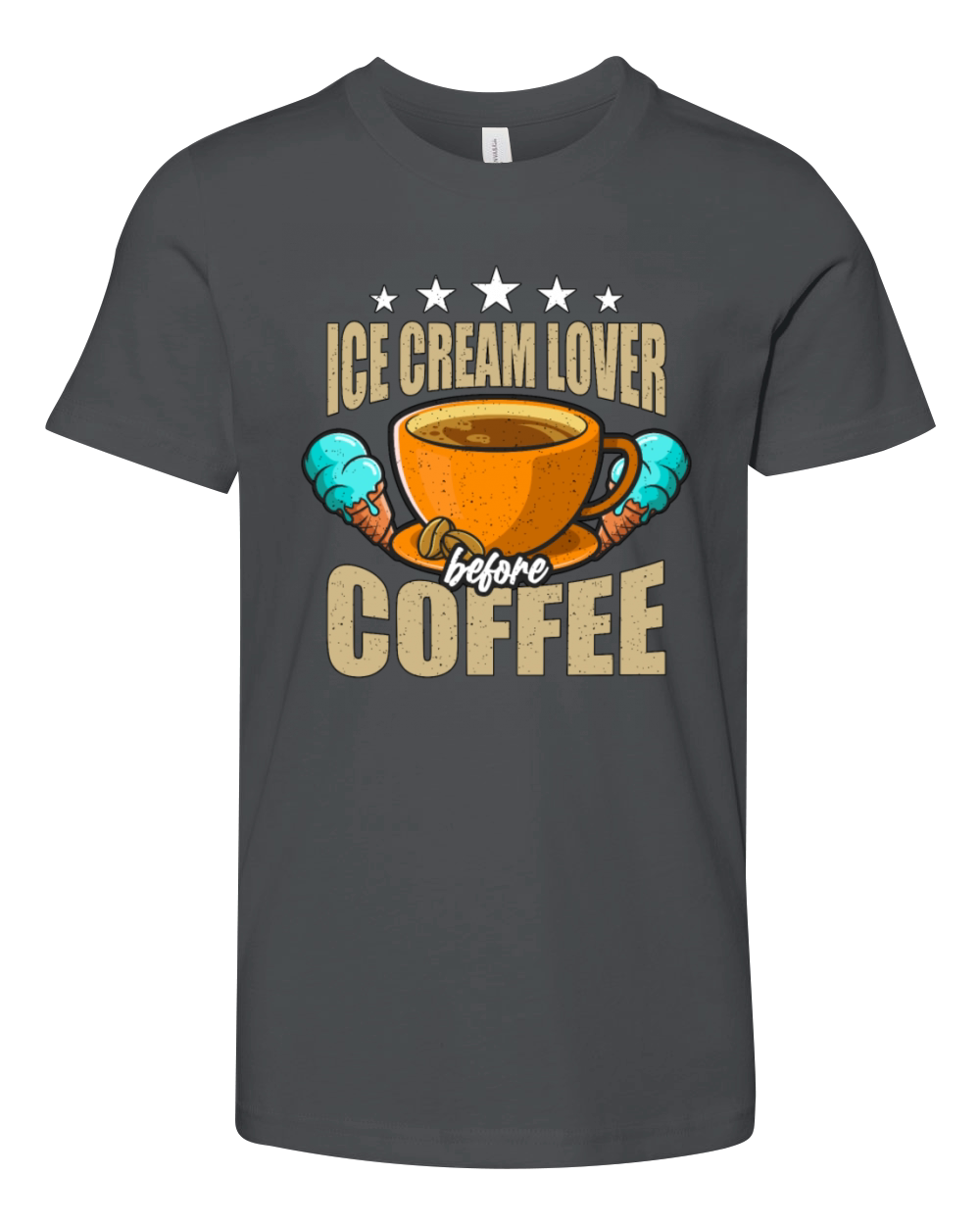 Ice Cream Lover Before Cream Cone Coffee Lover Youth Unisex Jersey Tee