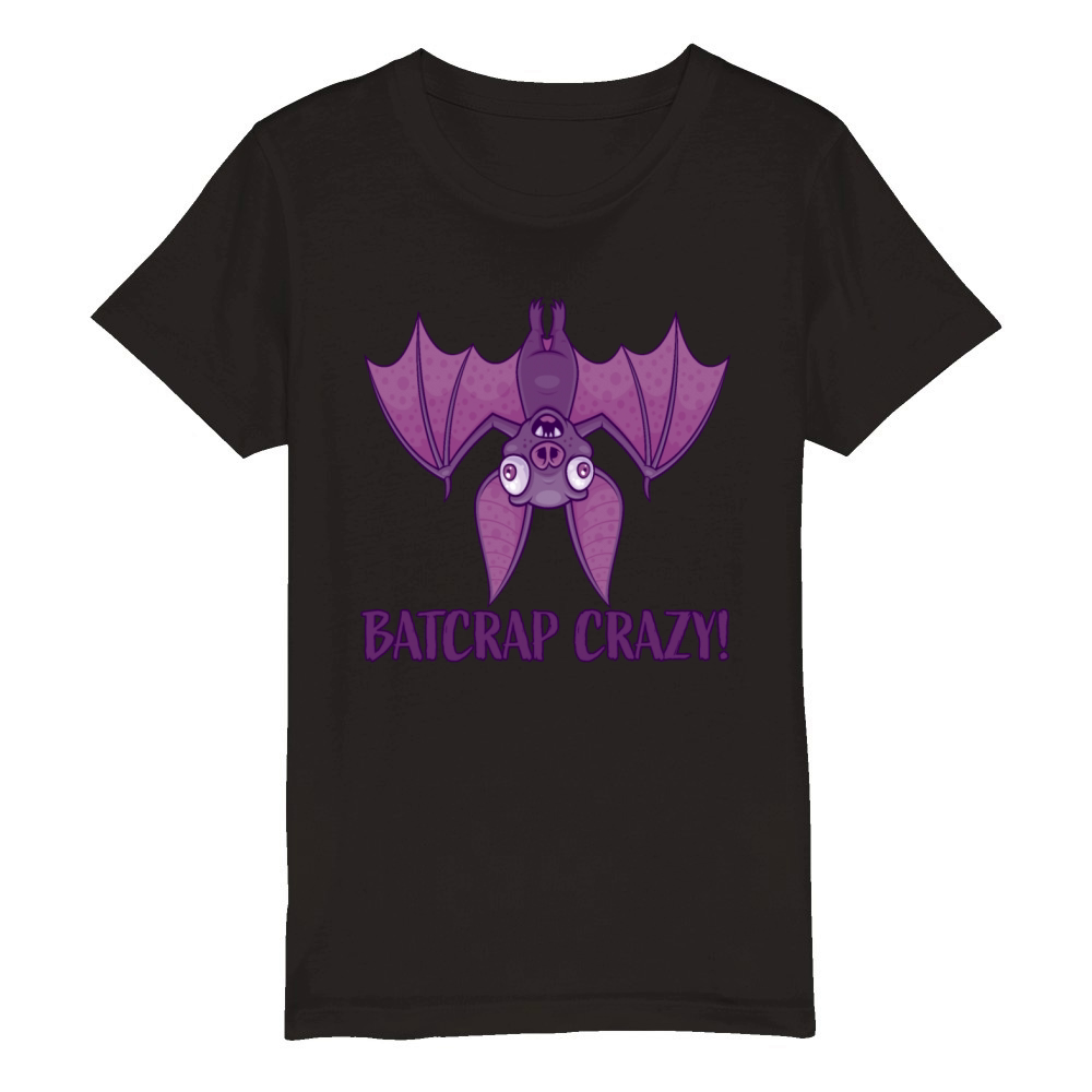Batcrap Crazy Wacky Cartoon Bat Organic Kids Crewneck T-shirt