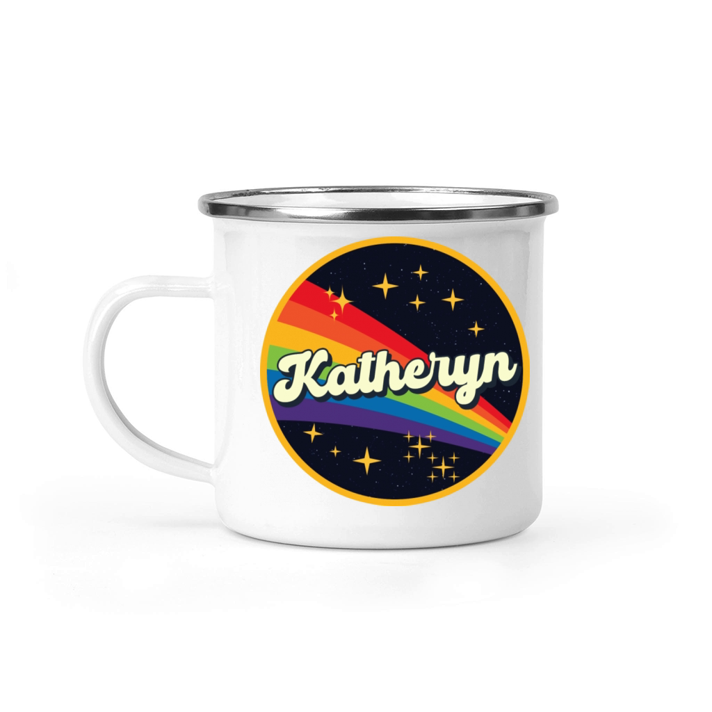 Katheryn Rainbow In Space Vintage Style Camping Mug