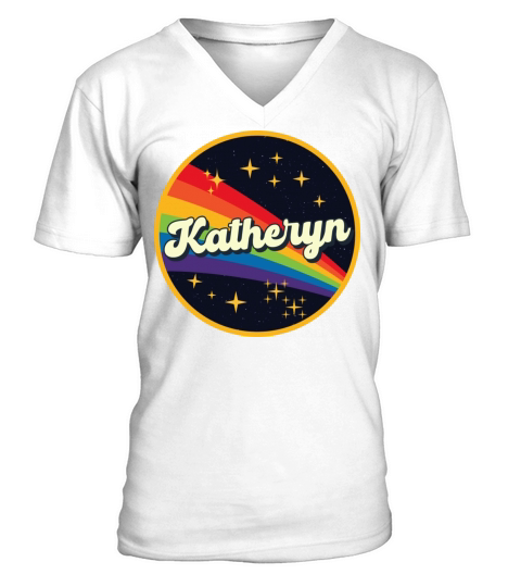 Katheryn Rainbow In Space Vintage Style V-Neck T-shirt