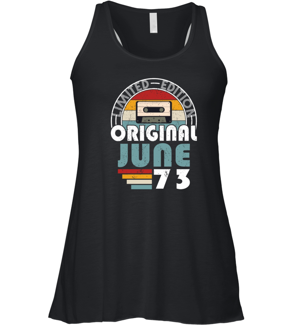 50th birthday june 1973 original 1973 Women's Flowy Tank Top