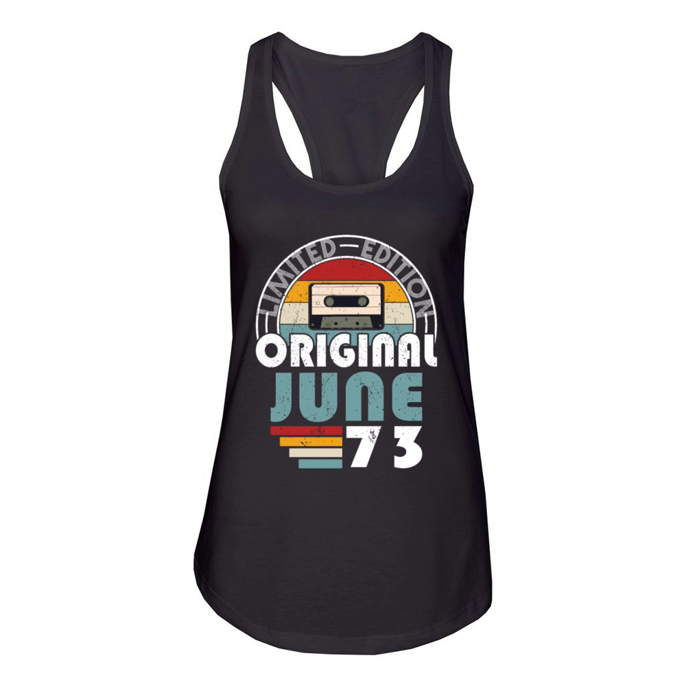 50th birthday june 1973 original 1973 Women's Racerback Tank
