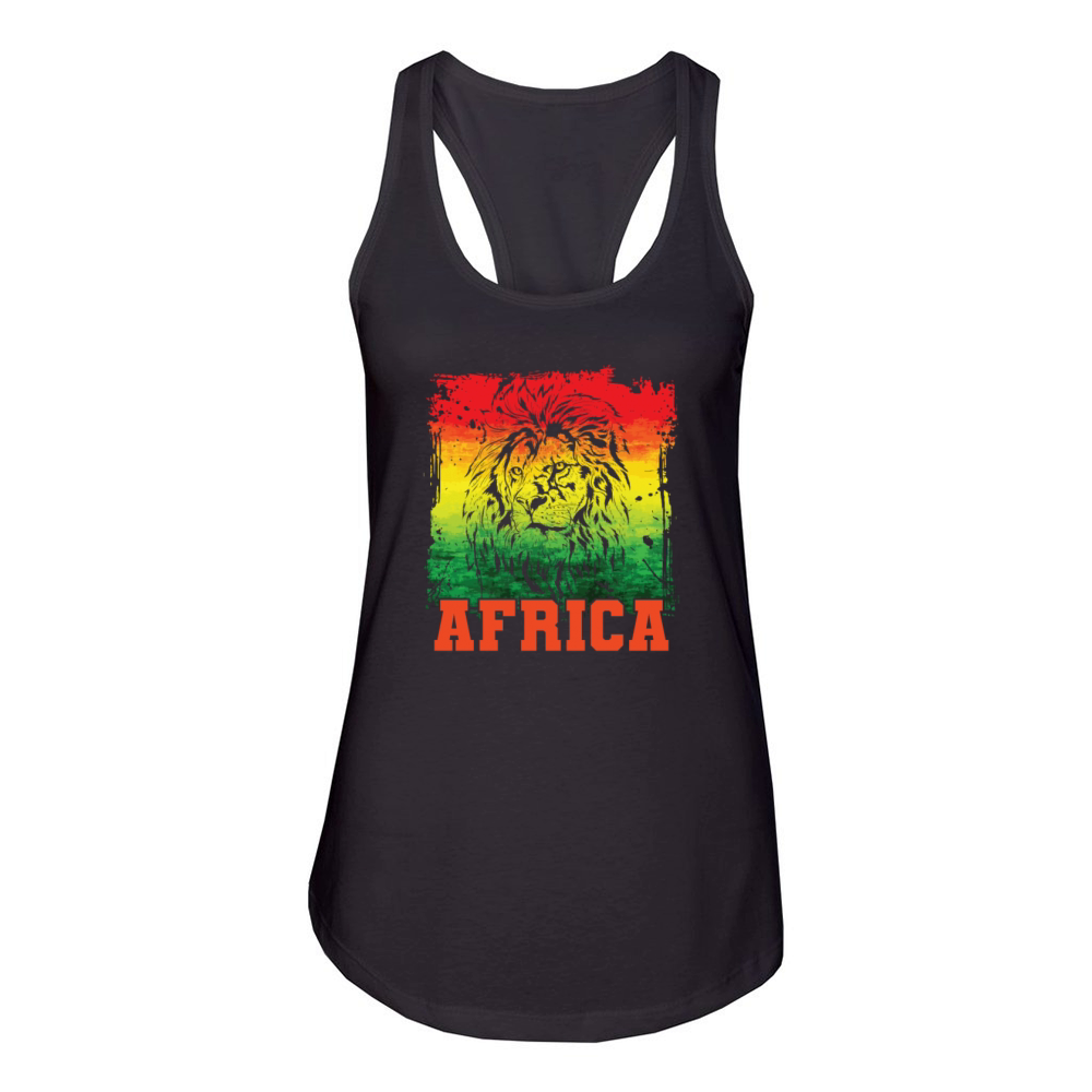 Lion Population Continent Africa Map Women's Racerback Tank