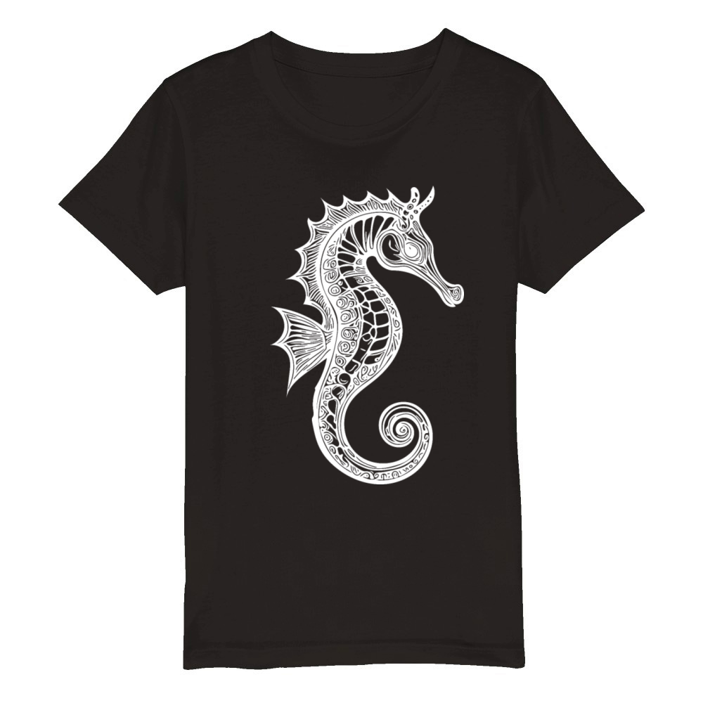 Cool Vintage Seahorse - Cute Seahorse Organic Kids Crewneck T-shirt