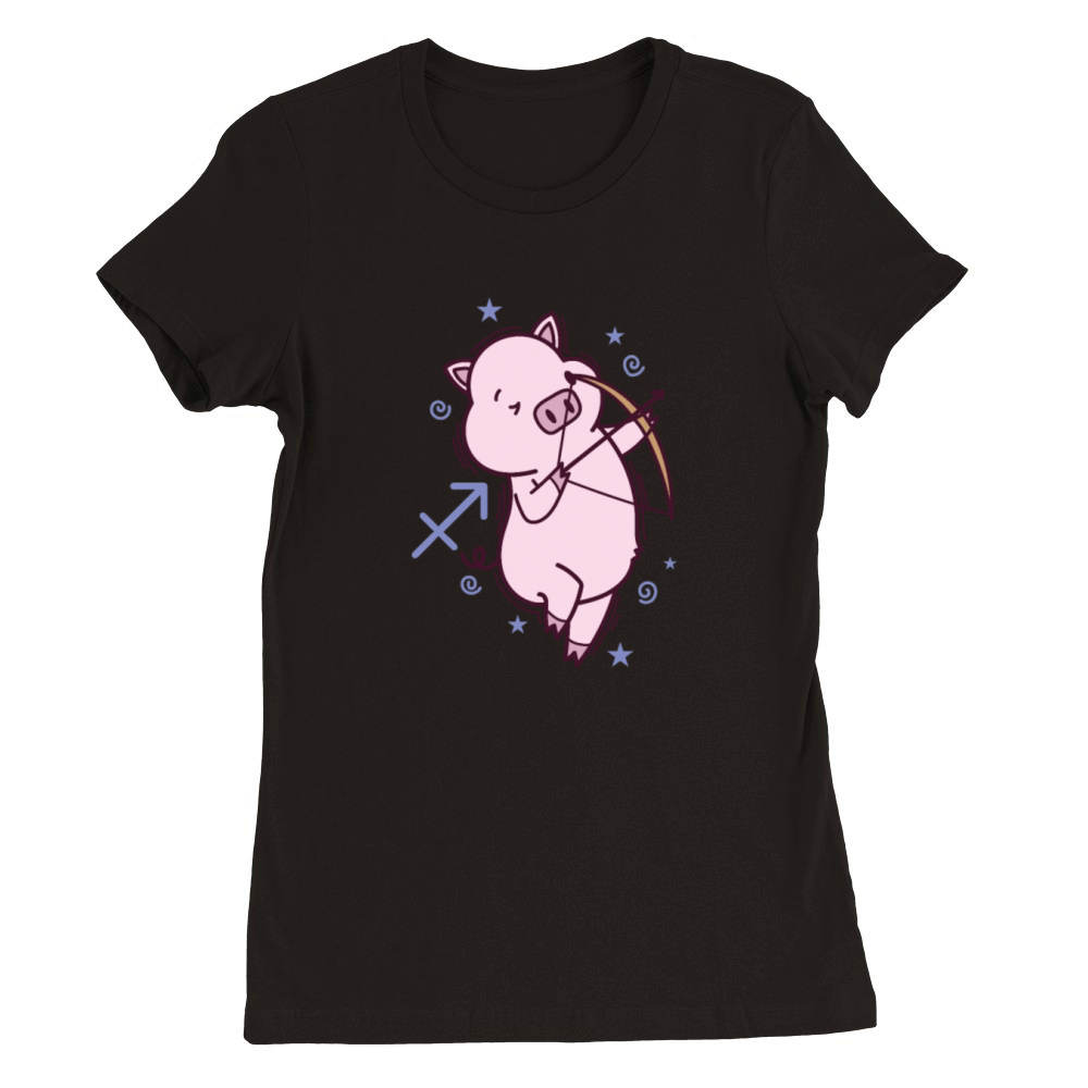 Sagittarius Zodiac Sign as a Piggy Premium Womens Crewneck T-shirt