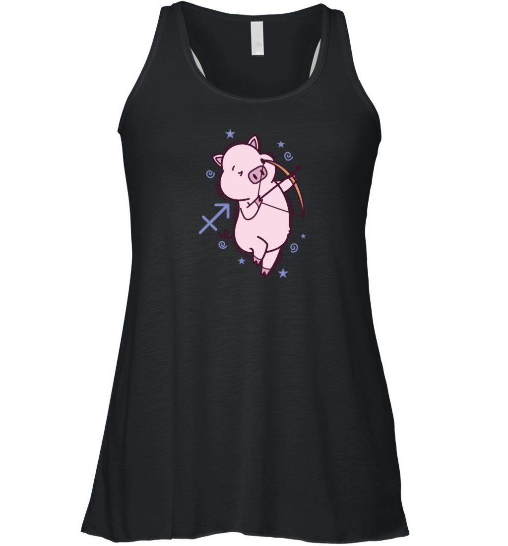 Sagittarius Zodiac Sign as a Piggy Women's Flowy Tank Top
