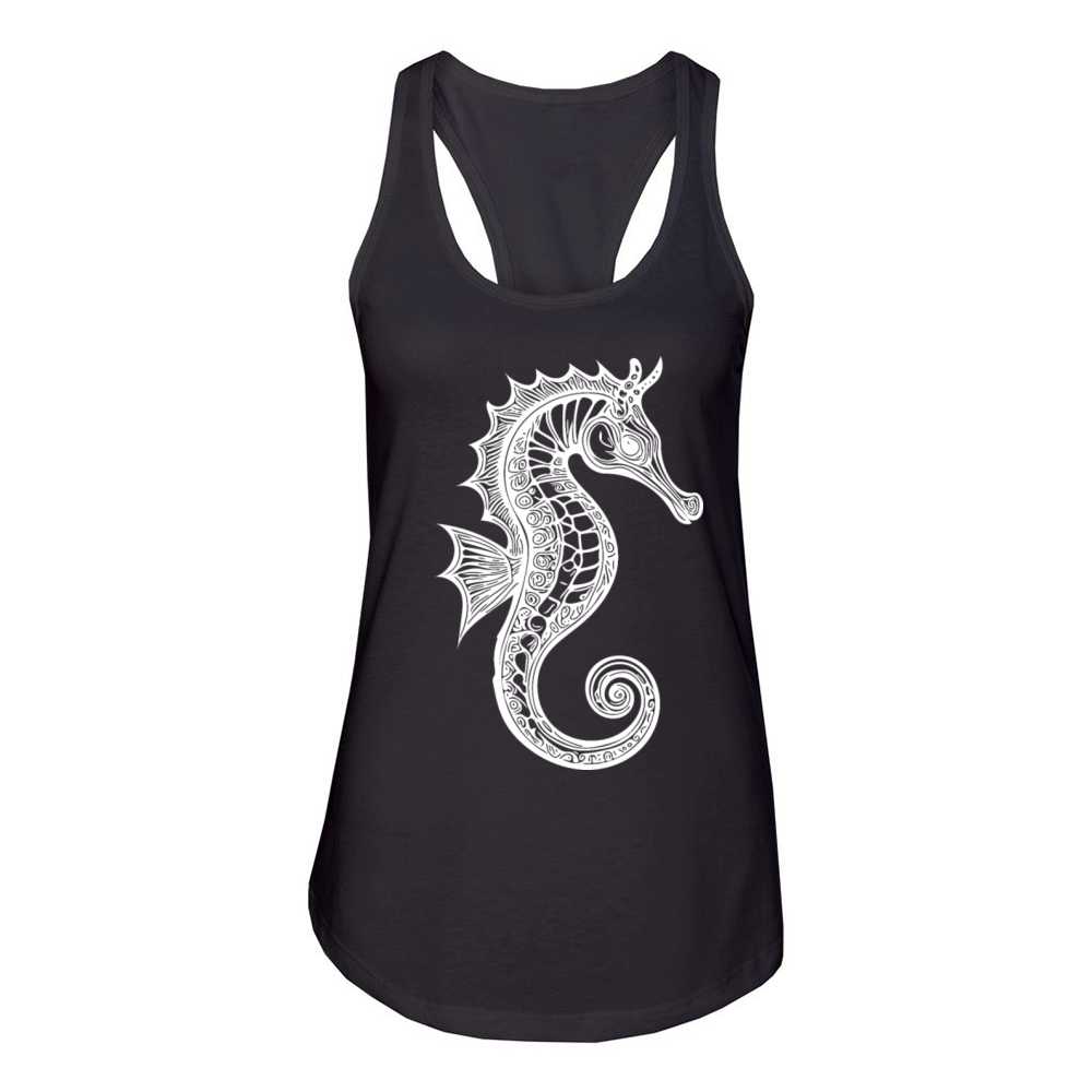 Cool Vintage Seahorse - Cute Seahorse Women's Racerback Tank