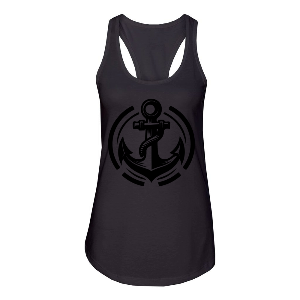 Vintage Old Wet Anchor With Thick Rope Women's Racerback Tank