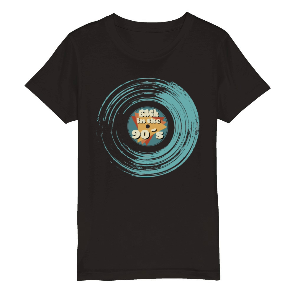 Back To The 90s Vinyl Record Organic Kids Crewneck T-shirt