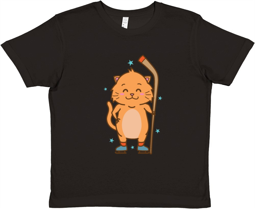 Cat loves Ice Hockey Sport Hobby Pet Premium Kids Crewneck T-shirt