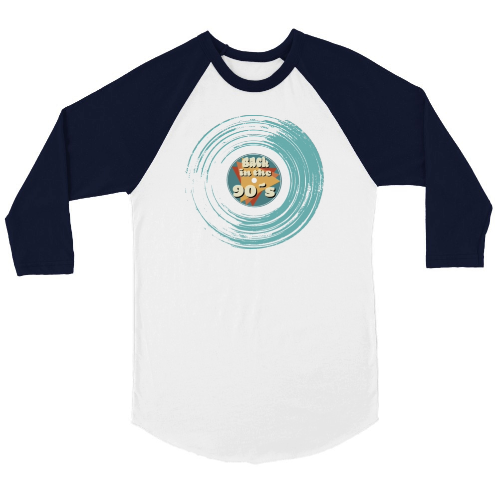 Back To The 90s Vinyl Record Unisex ¾ sleeve Raglan T-shirt
