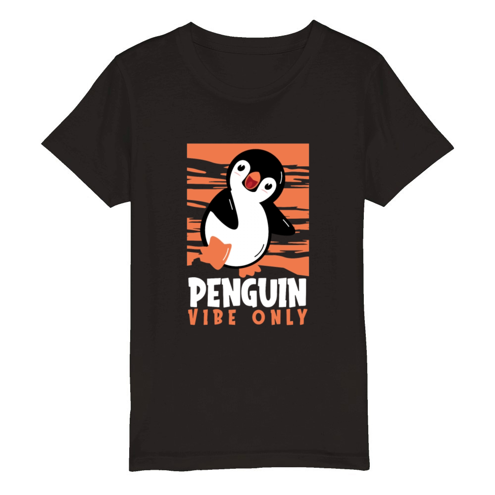 Penguin Vibe Only Emperor Sea Bird King Penguin Organic Kids Crewneck T-shirt