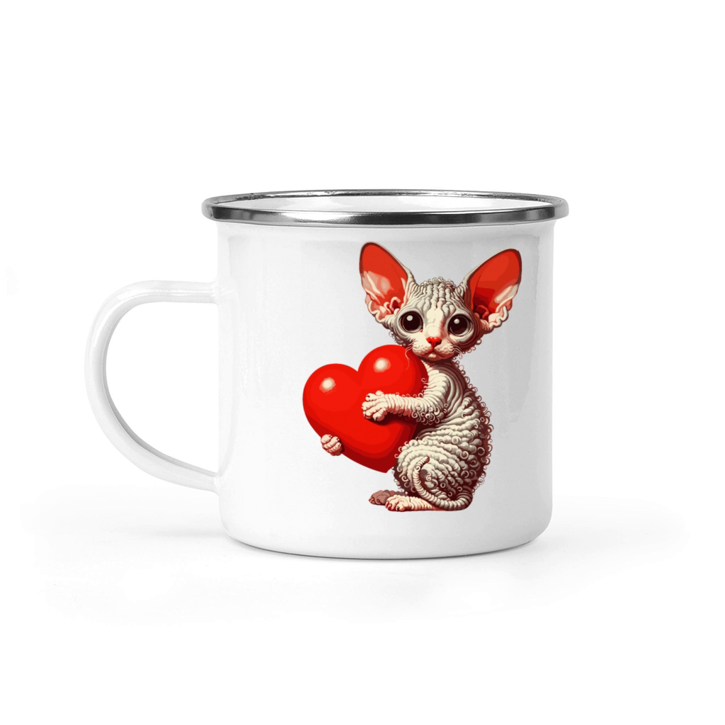 Cute Valentines Day Cornish Rex Cat With Heart Camping Mug