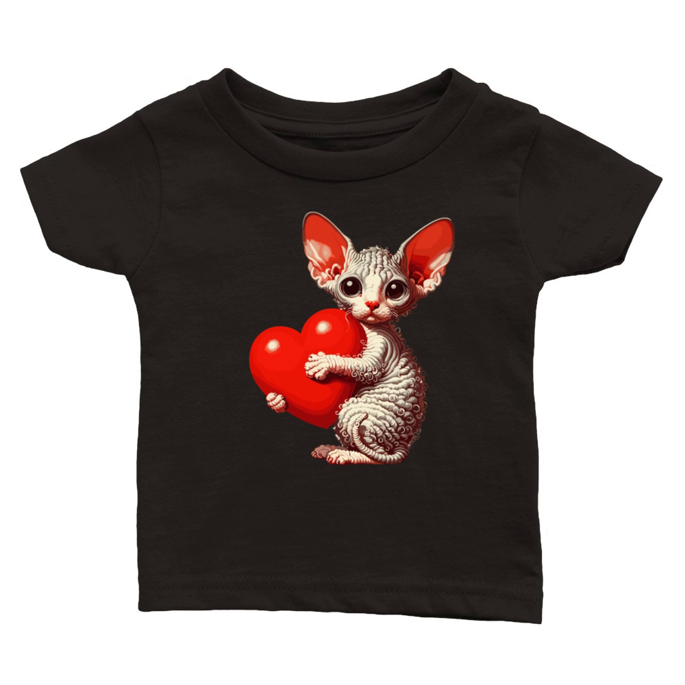 Cute Valentines Day Cornish Rex Cat With Heart Classic Baby Crewneck T-shirt