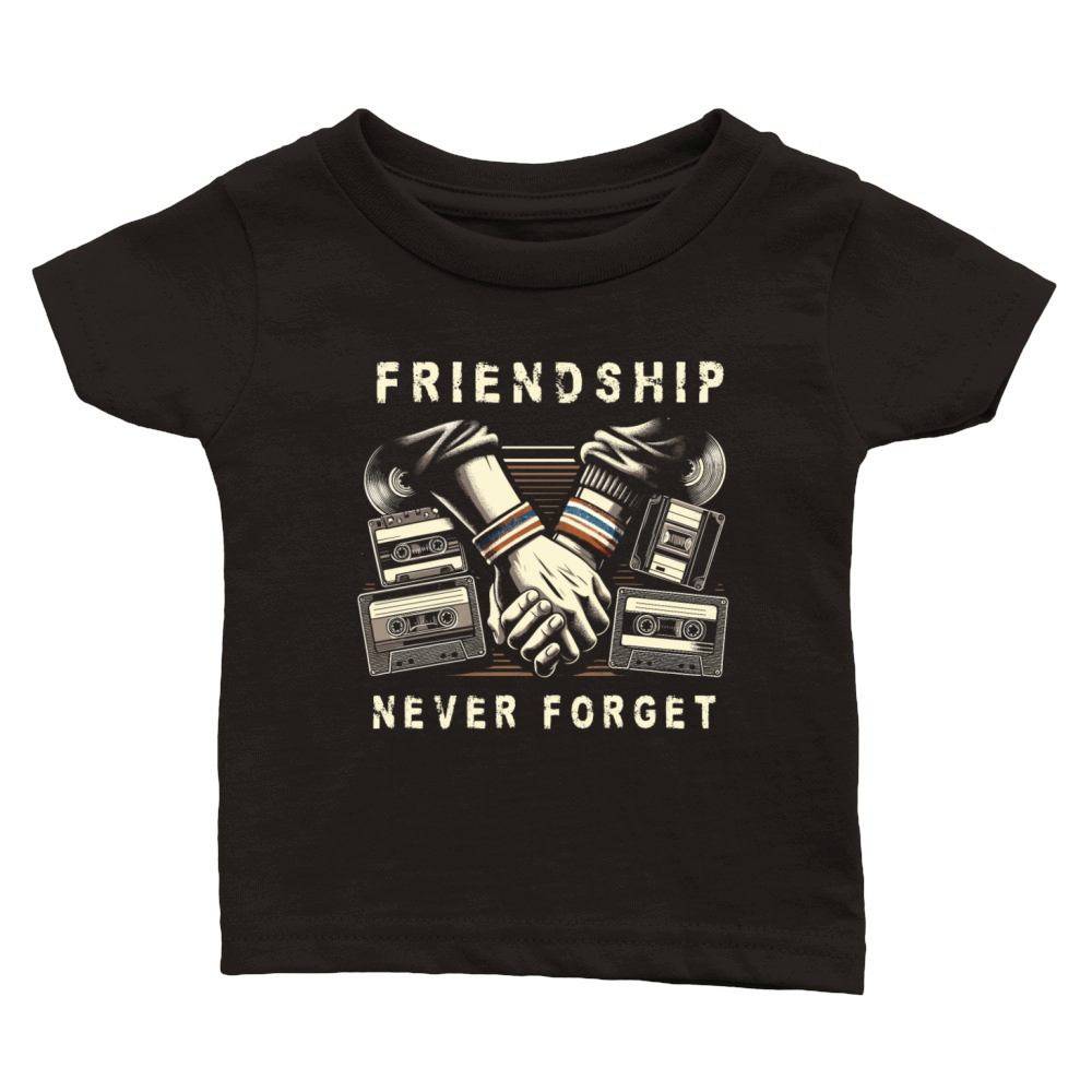 Friendship Never Forget Old School Nostalgia Tape Classic Baby Crewneck T-shirt