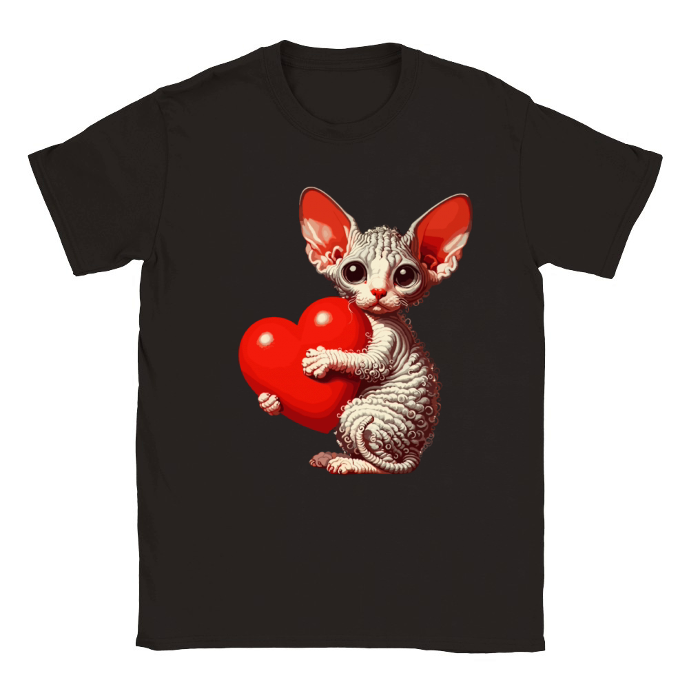 Cute Valentines Day Cornish Rex Cat With Heart Classic Kids Crewneck T-shirt