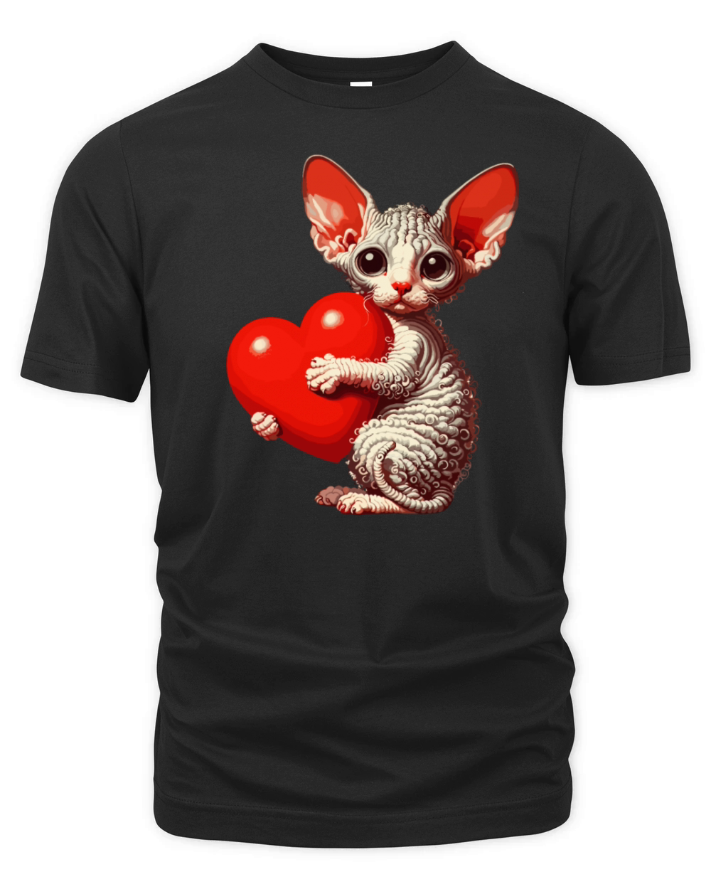 Cute Valentines Day Cornish Rex Cat With Heart Organic Unisex T-shirt