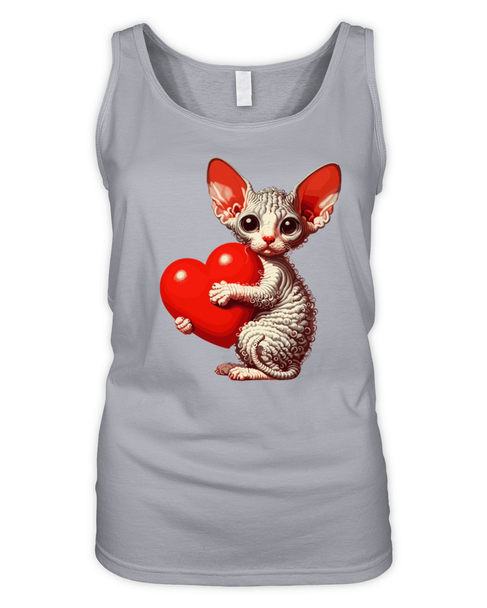 Cute Valentines Day Cornish Rex Cat With Heart Organic Women's Tank Top